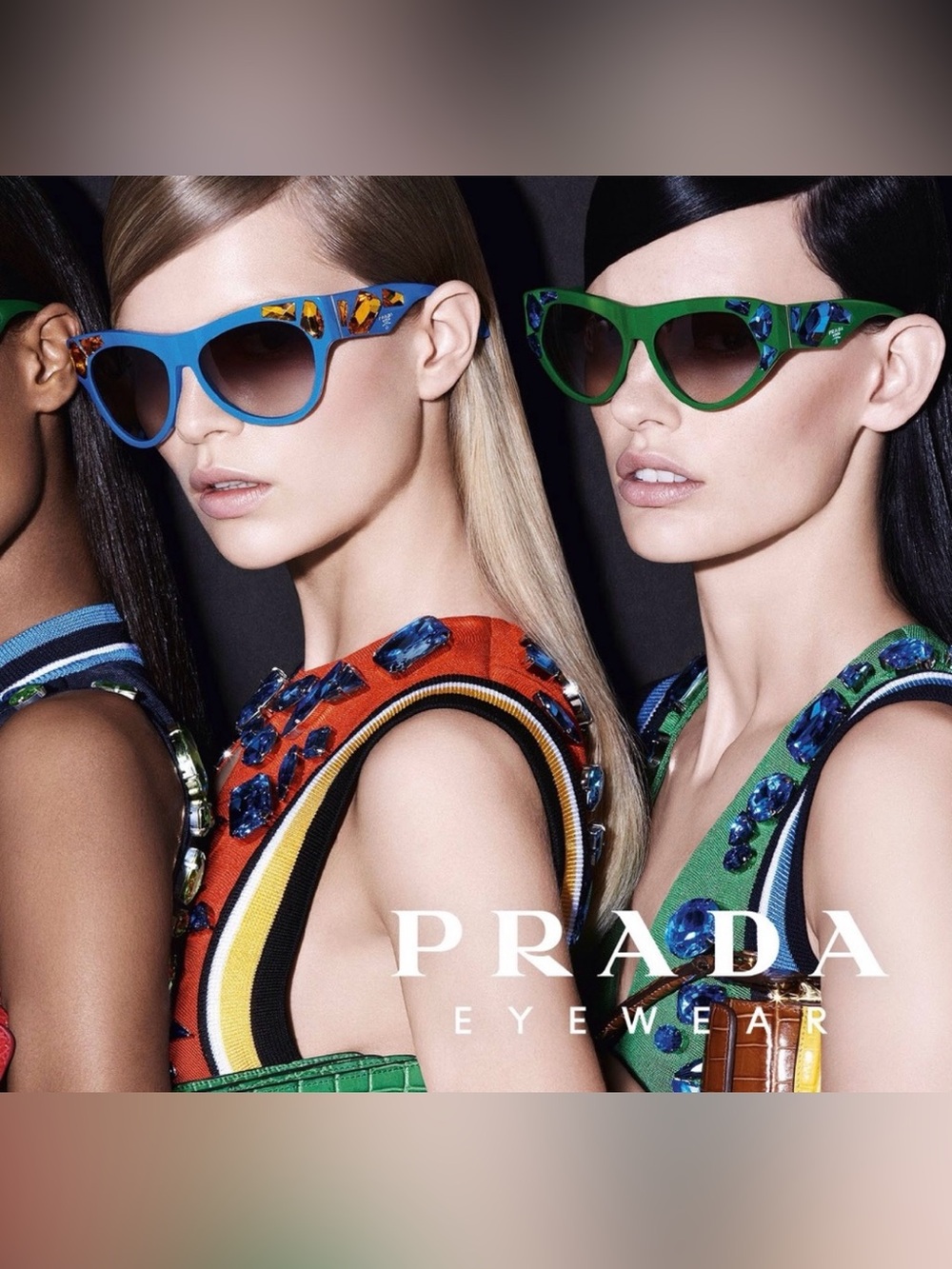 Prada 21QS Voice Sunglasses Red with Blue Crystals. Authentic!❤️💙